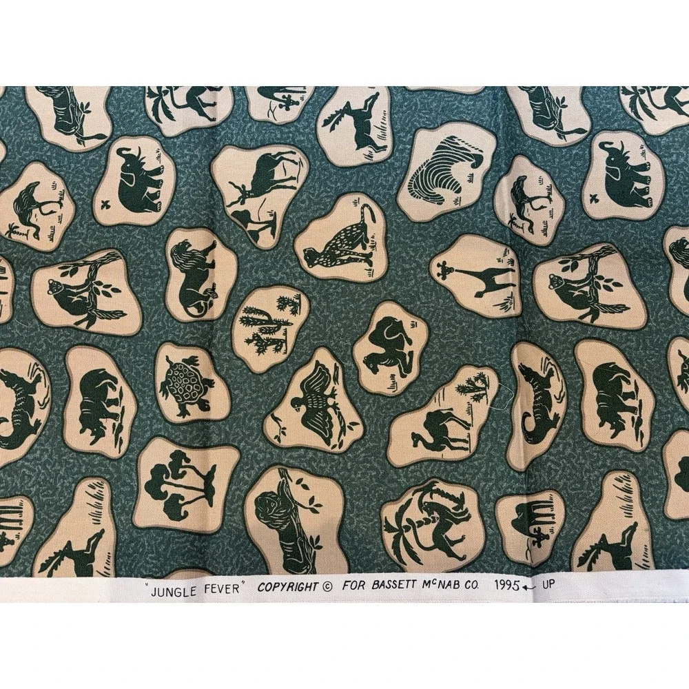Bassett McNab Vintage Safari Animal Print Fabric Jungle Fever 37x45 W